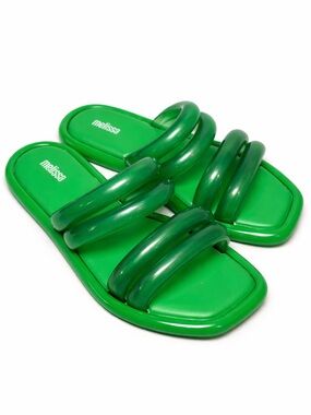 Melissa Green Double-Strap Jelly Slide Sandals